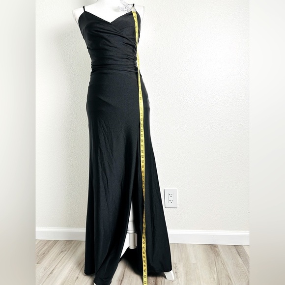 La Scala Long Dress Pleated Spaghetti Strap Side Leg Slit Size Small - Picture 7 of 9
